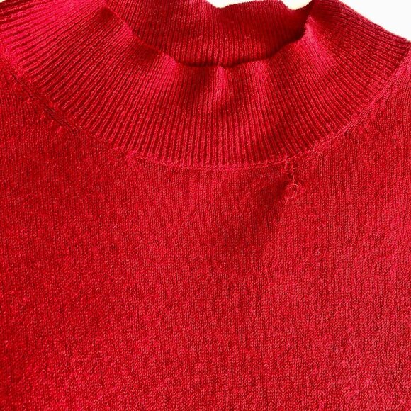 Saturdays NYC Sweater Sean Mock Turtleneck Red Crepe Rib *FLAW* size Medium - Picture 14 of 16
